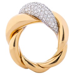 Alex Jona Corda White Diamond 18 Karat Yellow Gold Cocktail Ring