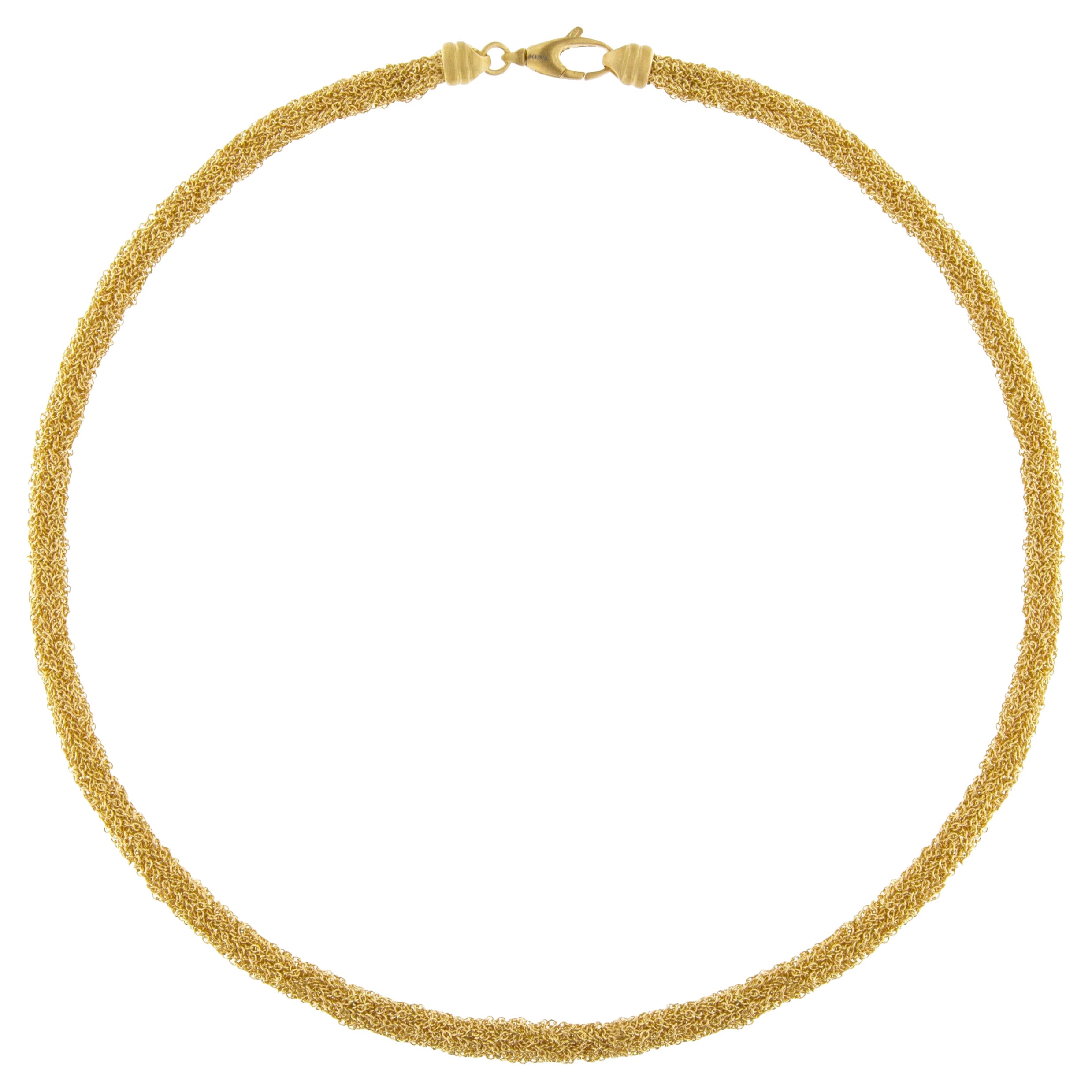 Jona Gold-Platin-Halskette mit gewebter Kette aus Sterlingsilber im Angebot