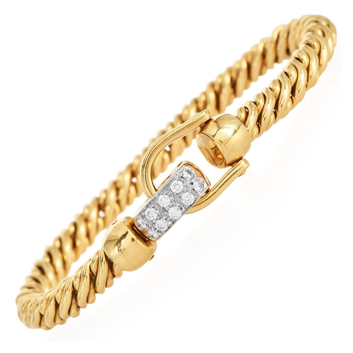 Pomellato Diamond 18K Gold Rope Hardware Link Bracelet