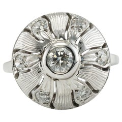 Diamond Ring .55 TDW 14K White Gold Floral Vintage