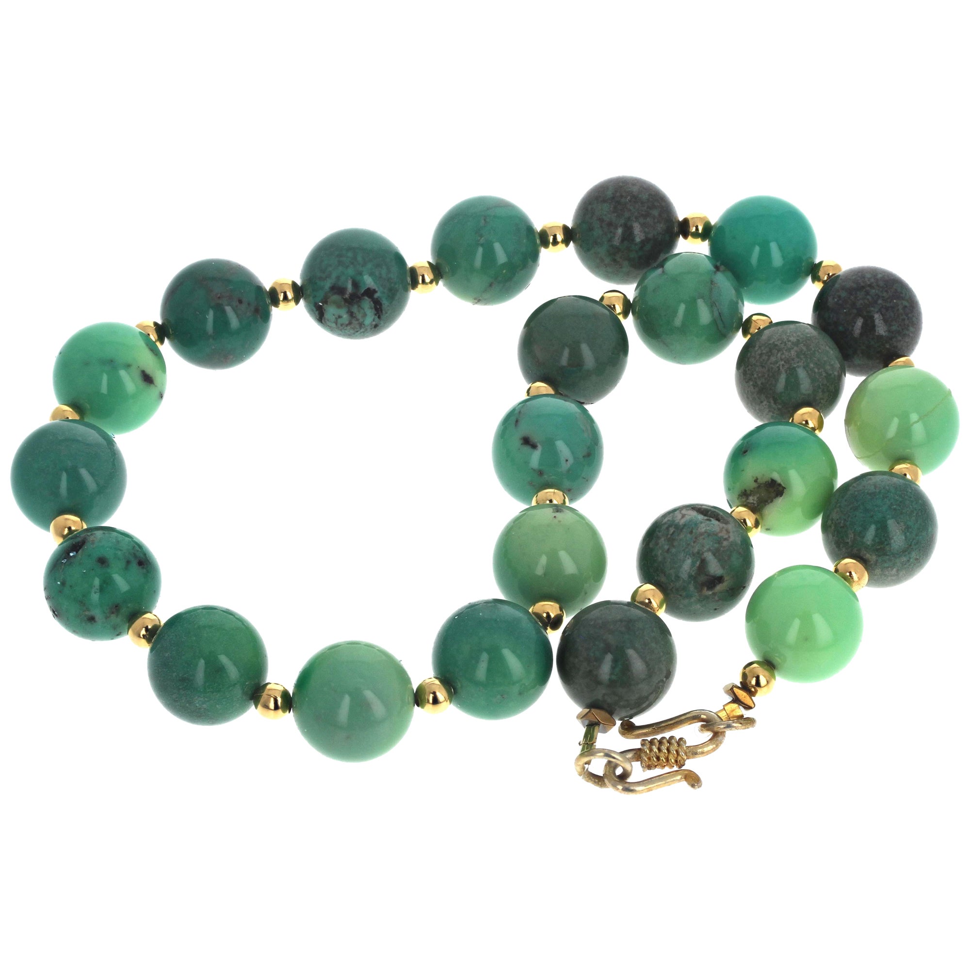 AJD Beautiful Dramatic Natural Highly Polished Chrysocolla 20" Necklace For Sale