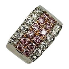 Anillo de Platino con Diamante Redondo Natural Rosa y Blanco