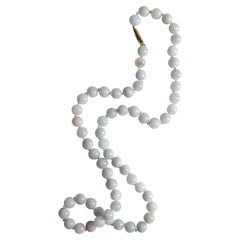 Chinese Used Jade Necklace Near Colorless Certified Untreated, Restrung 