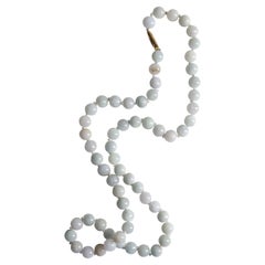 Chinese Antique Jade Necklace Near Colorless Certified Untreated, Restrung