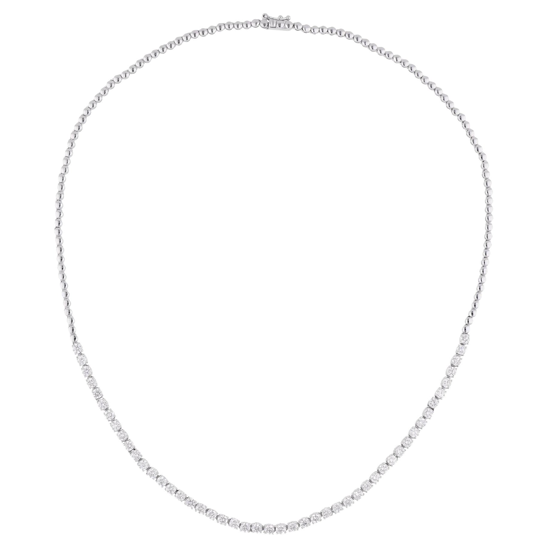 Natural 3.81 Carat Round Diamond Necklace Solid 14 Karat White Gold Fine Jewelry