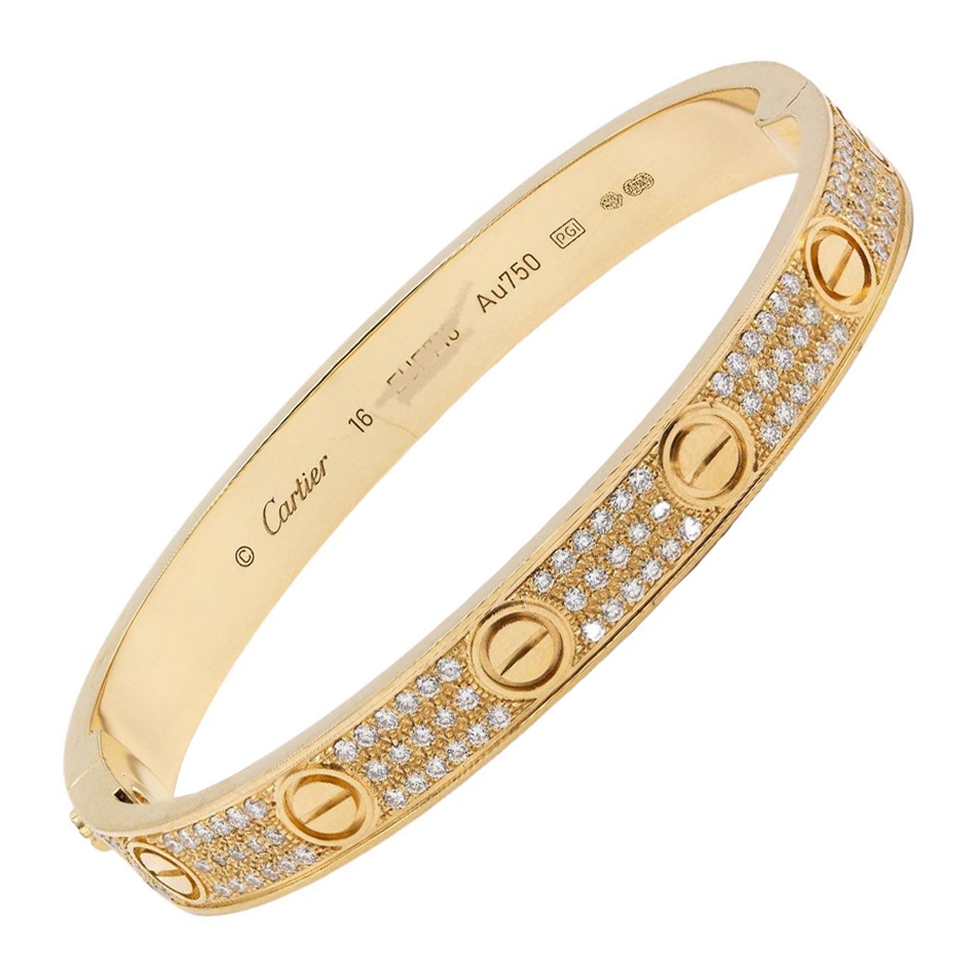 Bracelet LOVE de Cartier en or rose 18k avec pavé de diamants boîte et papiers