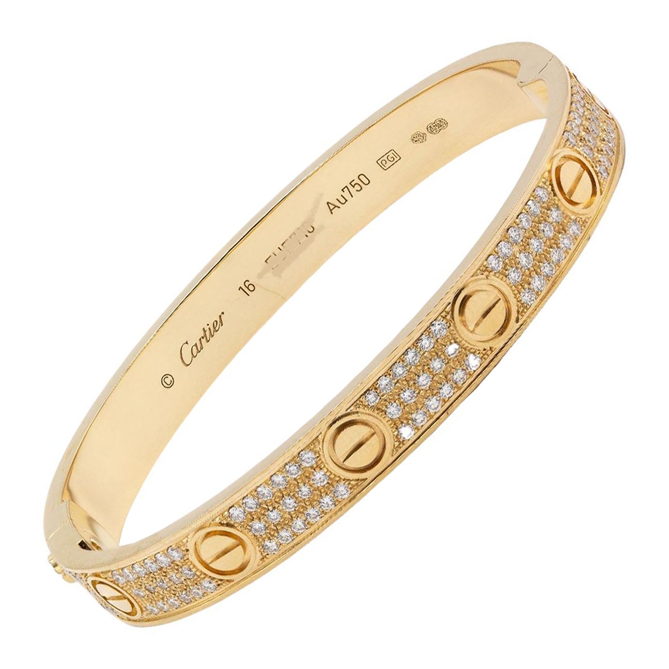 Cartier LOVE Pulsera de oro rosa de 18 quilates con pavé de diamantes caja y papeles