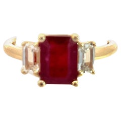 Anello con Zaffiro Rubino Naturale 6,5 Oro 14k Y 2,51 TCW Certificato
