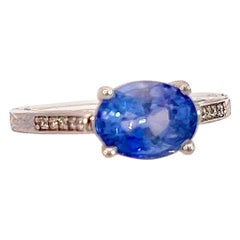 Natural Sapphire Diamond Ring 6.5 14k White Gold 2.36 TCW Certified