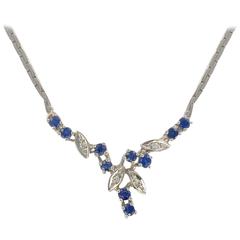 Modern White Gold Sapphire and Diamond Necklace 
