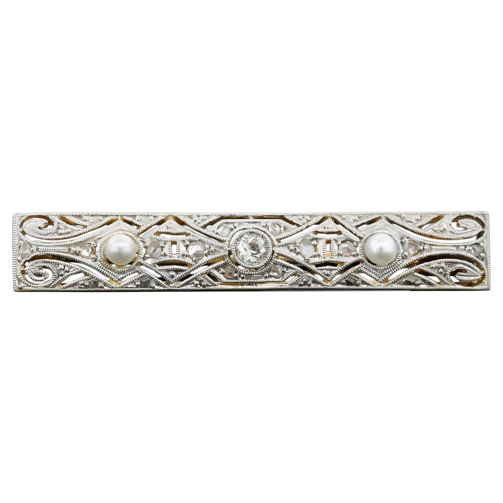 Edwardianische Perlen- und Diamantbrosche Circa 1910-20