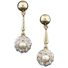 Antique Edwardian Diamond and Pearl Earrings Circa 1900s
