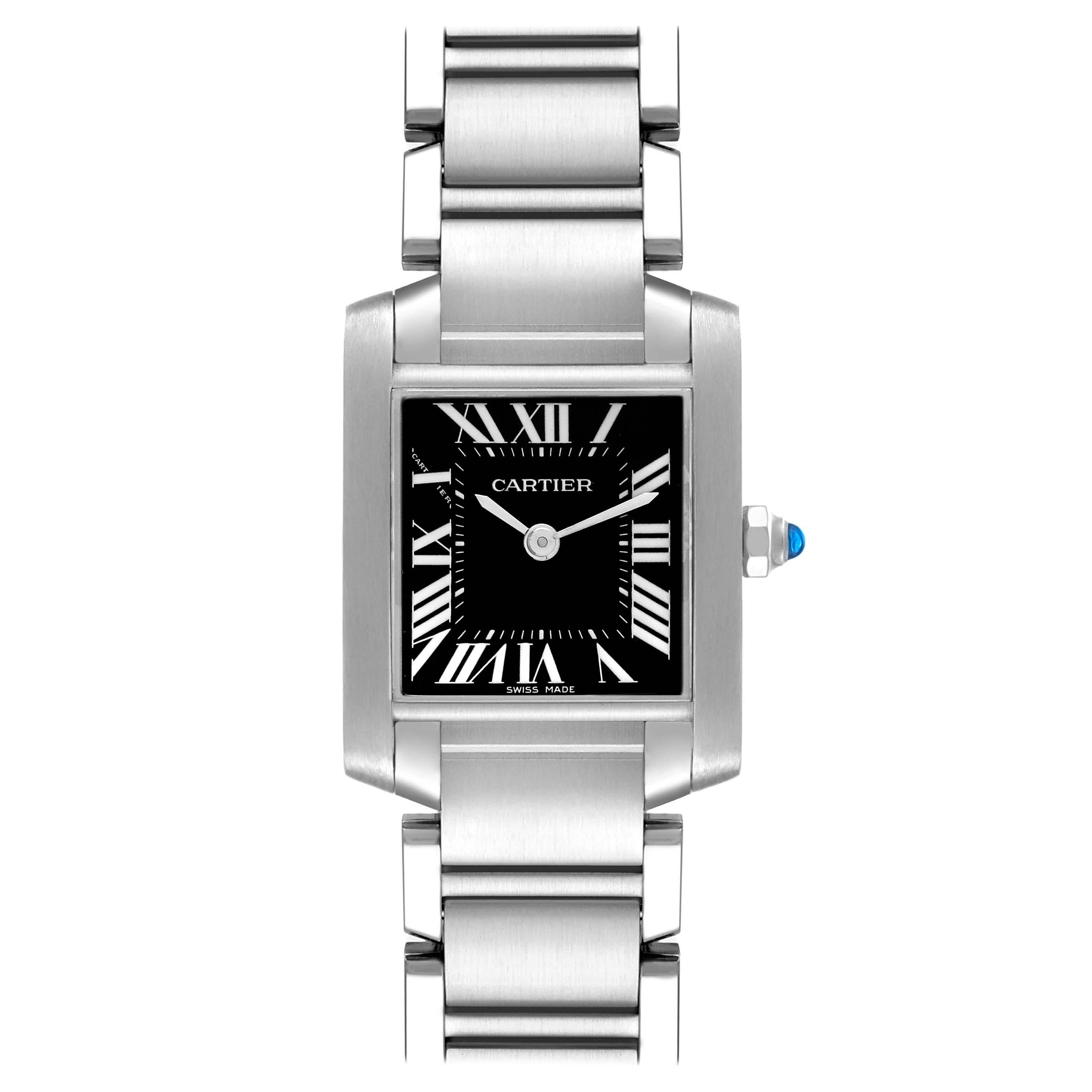 Cartier Tank Francaise Black Dial Steel Ladies Watch W51026Q3 For Sale