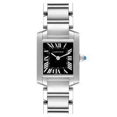 Used Cartier Tank Francaise Black Dial Steel Ladies Watch W51026Q3