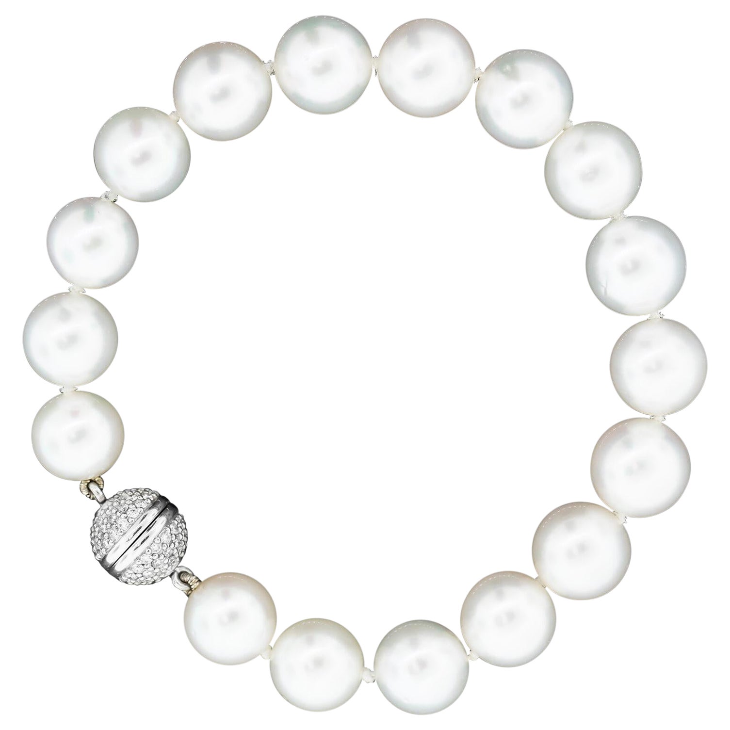 South Sea Pearl Bracelet with Diamond Set Clasp Circa 2000 For Sale