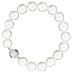 South Sea Pearl Bracelet with Diamond Set Clasp Circa 2000