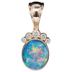 Vintage Andamooka Opal & Diamond Enhancer Pendant Circa 1990s