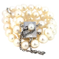 Bracelet Akoya Estate Mikimoto à 2 rangs de perles 7,625" 5,85 mm