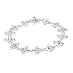 .925 Sterling Silver 1.0 Carat Miracle-Set Diamond 4 Leaf Clover Link Bracelet