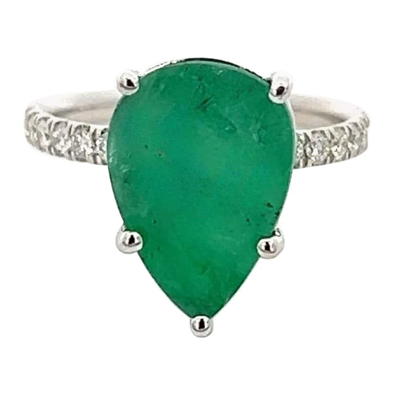 Natural Emerald Diamond Ring 6.5 14k WG 4.62 TCW Certified