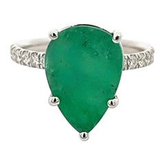 Anello con diamante smeraldo naturale 6,5 14k WG 4,62 TCW certificato