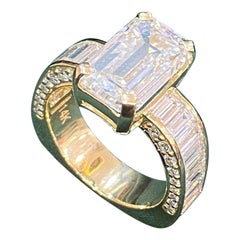 GIA Certified 6.00 Carats Diamond  Gold Solitaire Ring 