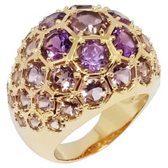 Amethysts Dome Ring (9.1cts) over sterling silver in 18k Gold Plated 