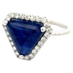 Natural Sapphire Diamond Ring 6.5 14k W Gold 5.84 TCW Certified