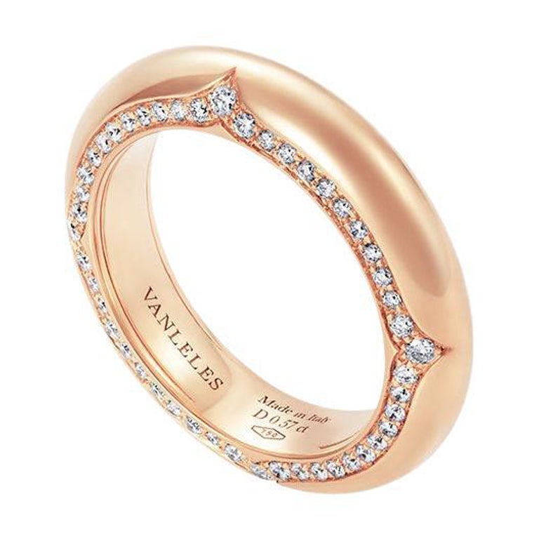 18 Karat Rose Gold and White Diamonds Ring For Sale