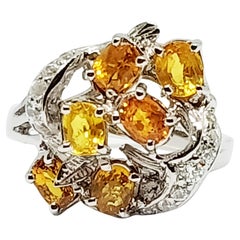 Ring mit gelbem Saphir (1,75 ct) Silber in Weißgold plattiert.