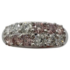 Seltener unbehandelter Eternity-Ring aus Platin mit rosa und weißem Fancy-Diamant im Rundschliff
