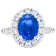 Used Diana M. 18kt wg sapphire ring set with 3.60ct sapphire and 1.00cts of diamonds 