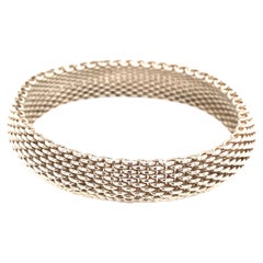 Tiffany & Co Estate Somerset Bangle M 7.5" Sterling Silver 17 mm