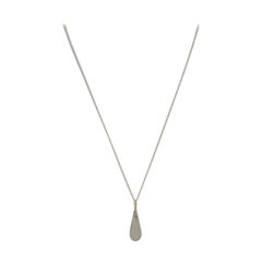 Yellow Gold Diamond Engravable Teardrop Necklace 18" - 14k Round Brilliant Cut