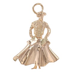 Breloque Matador, pendentif taureau en or jaune 14 carats