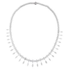 Collar gargantilla de diamantes marquesa naturales de 26,36 quilates Joyas de oro blanco de 14 quilates