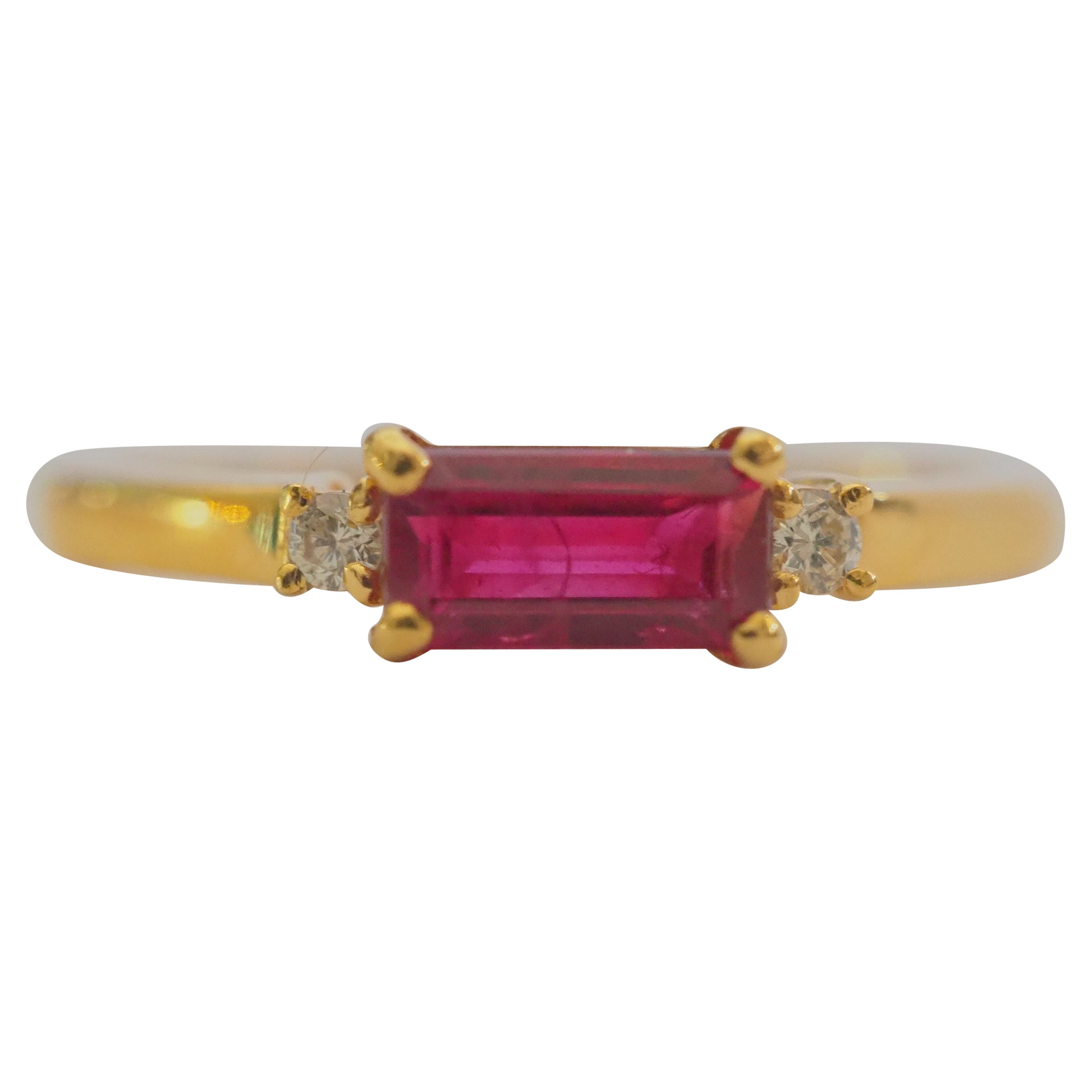 18K Gold 0.68ct Ruby & 0.05ct Diamond Fine Engagement Ring For Sale
