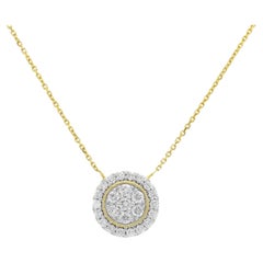 Natural Diamond 0.50CT 18Karat Yellow Gold Cluster Chain  Necklace