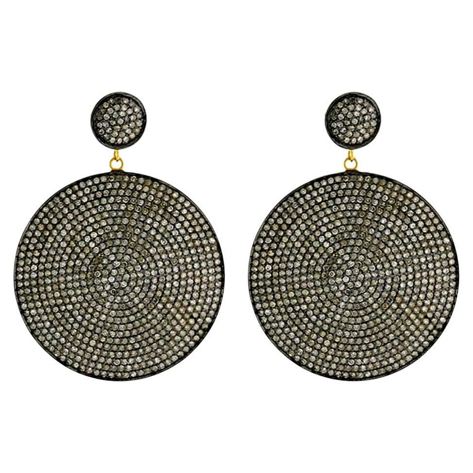 Diamond Pave Disc Earring For Sale
