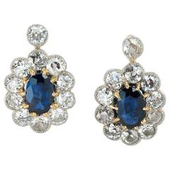 Victorian Sapphire and Diamond Antique Earrings
