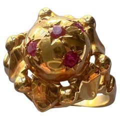 French retro 18K gold star ring, vintage cocktail ring constellation