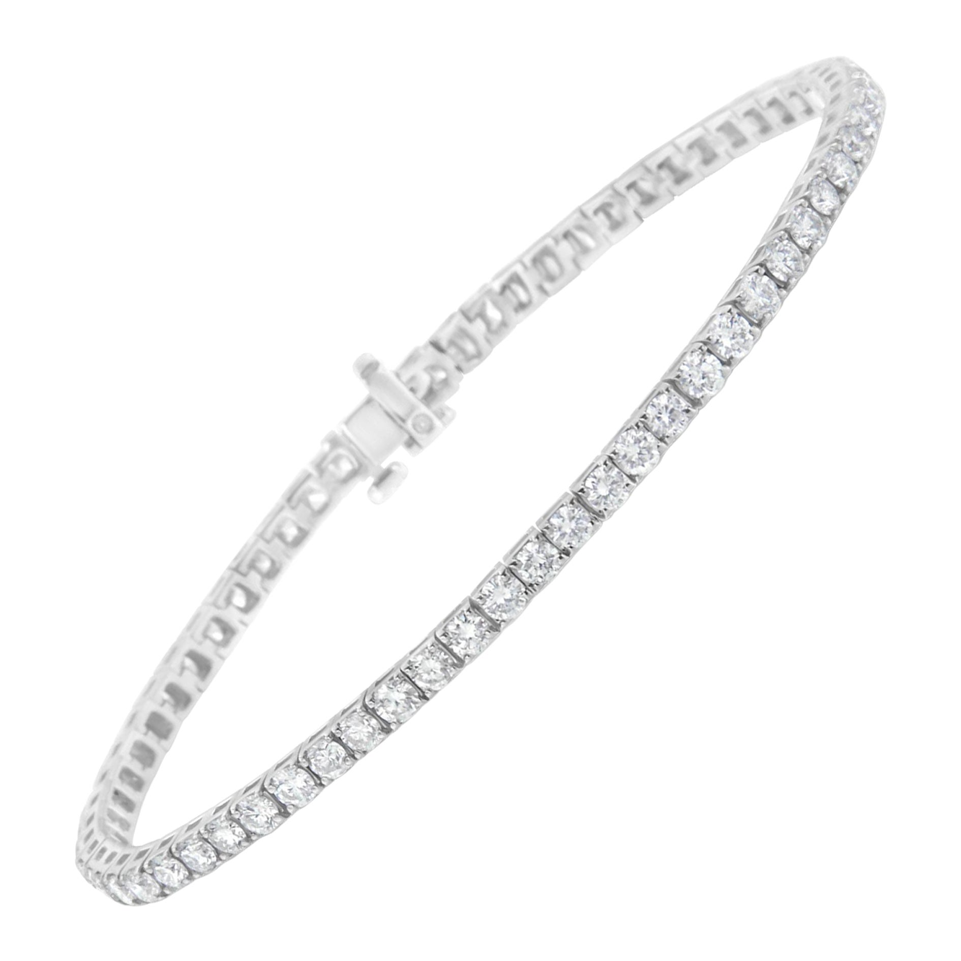 IGI Certified 6.0 Carat Diamond 14K White Gold Classic Tennis Bracelet For Sale