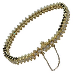 Bracelet tennis en or 18 carats avec diamants brillants ronds de 7 pouces, 4,05 cttw, 24 grammes