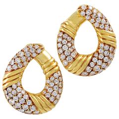 Van Cleef & Arpels Yellow Gold Diamond Pave Clip-On Earrings