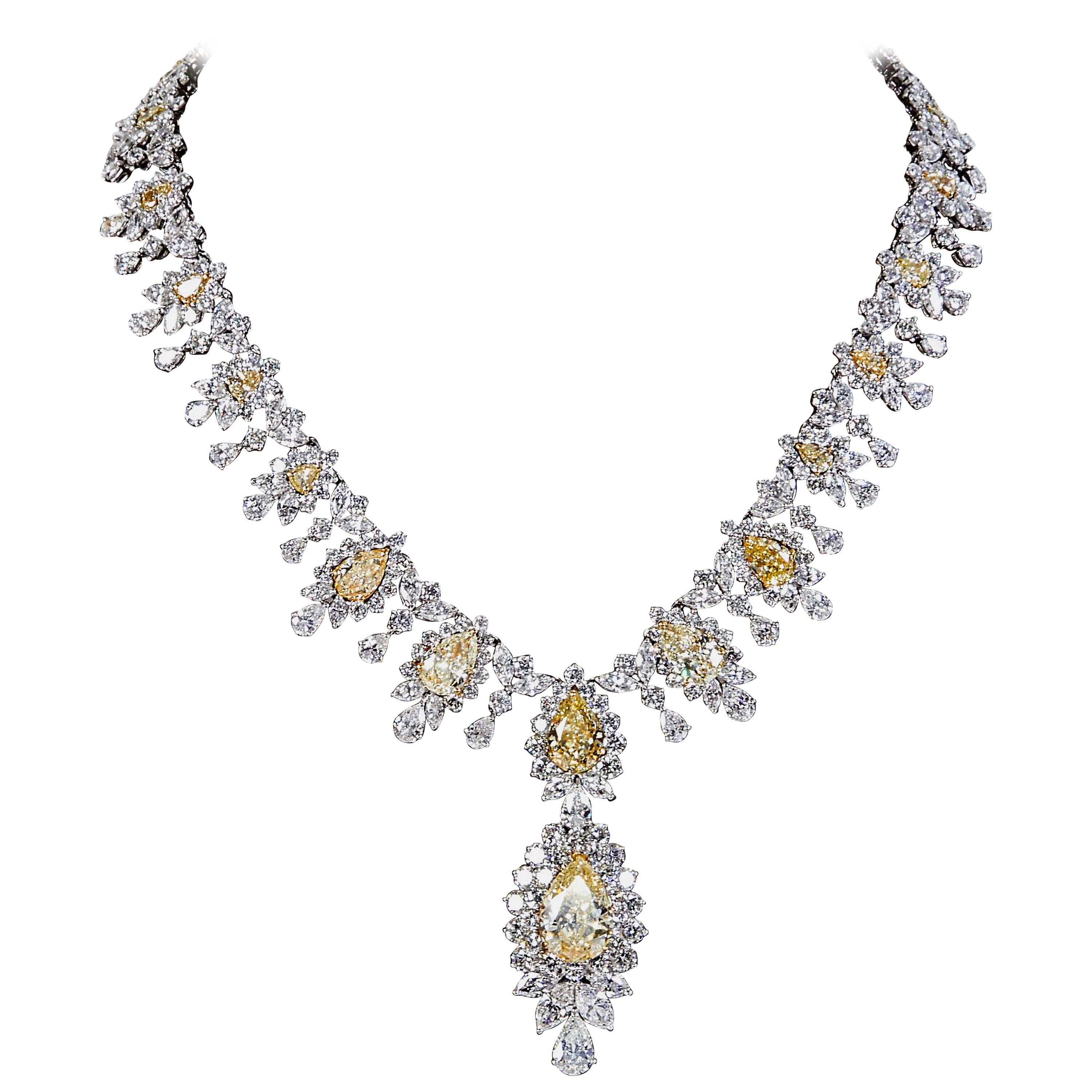 Yellow Diamond Necklace For Sale