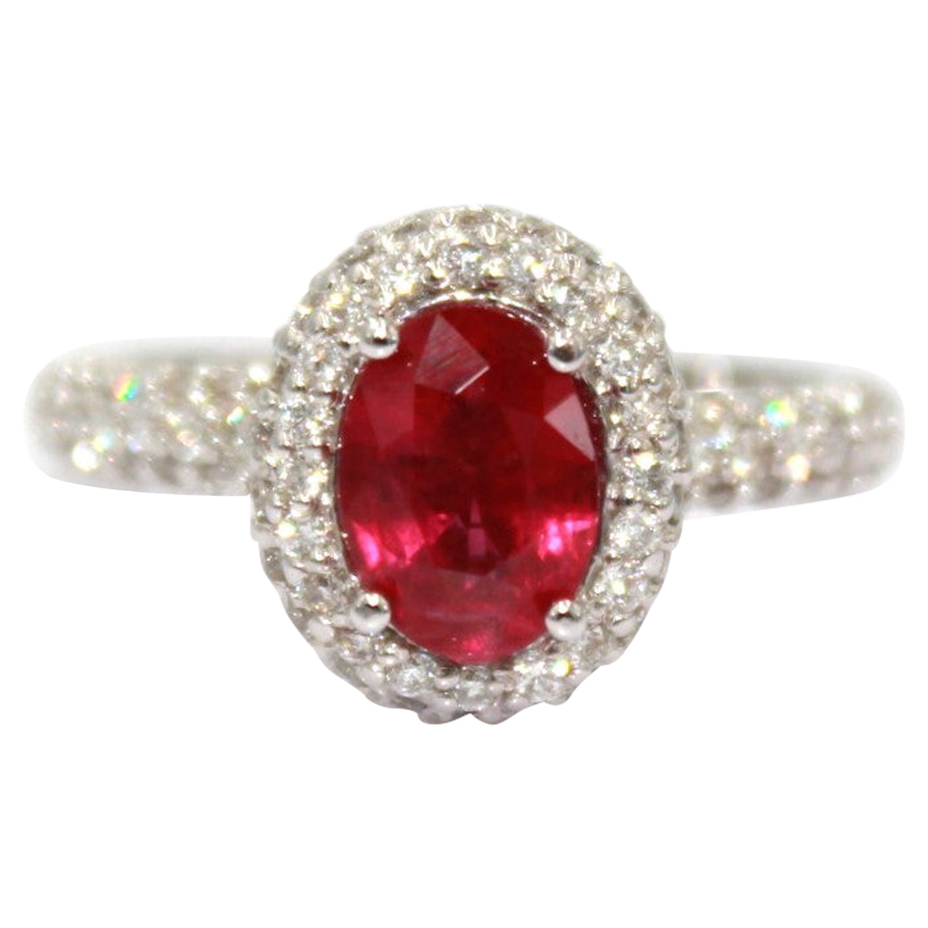 1.36 Carat Burma Ruby & Diamond Ring For Sale