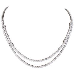 Two Row Diamond Platinum Tennis Necklace 12