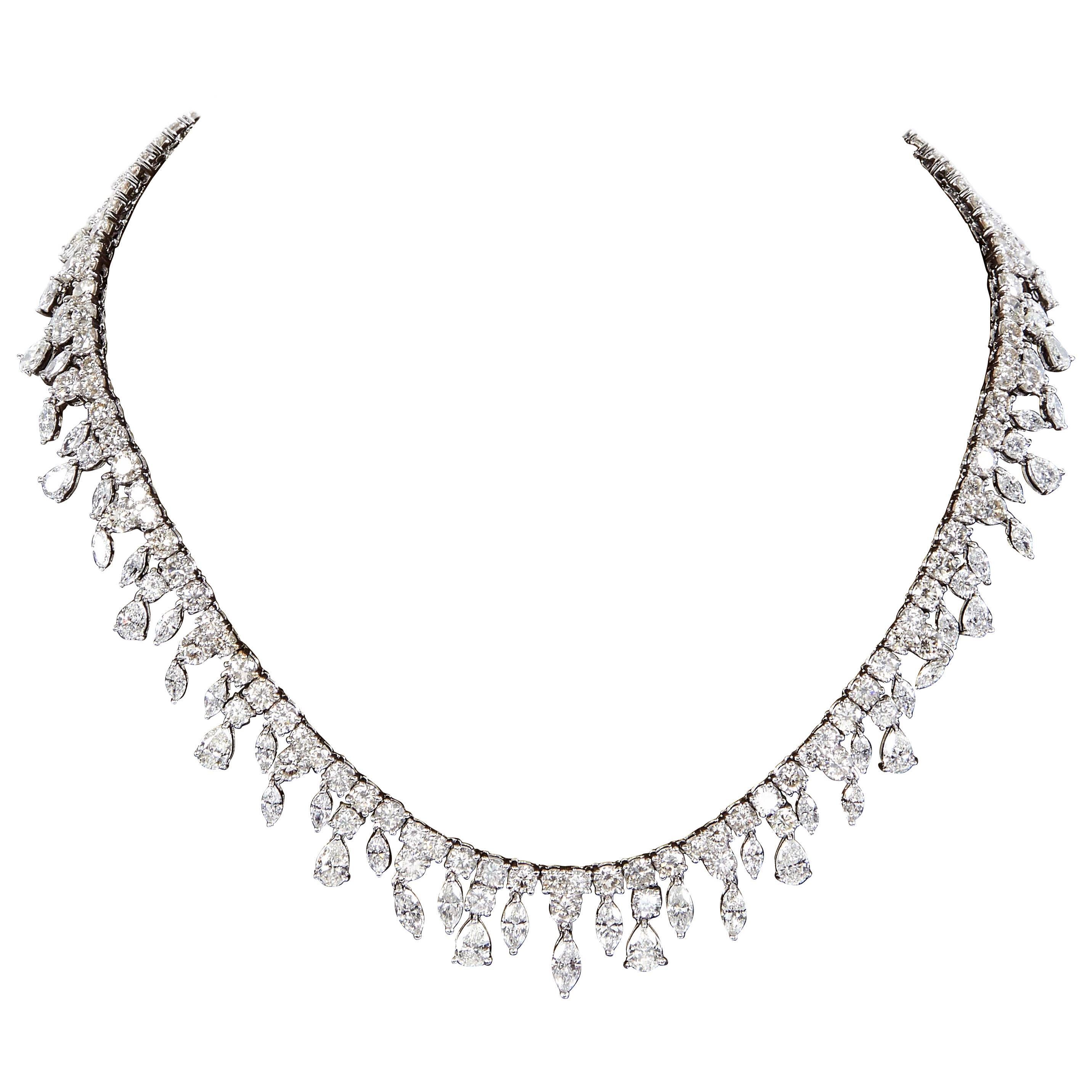 Multi Shape Diamonds Gold Drop Choker Necklace For Sale