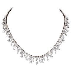 Multi Shape Diamonds Gold Drop Choker Necklace 10