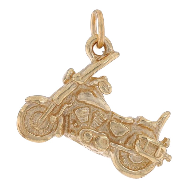 Yellow Gold Motorcycle Charm - 14k Transportation Pendant For Sale